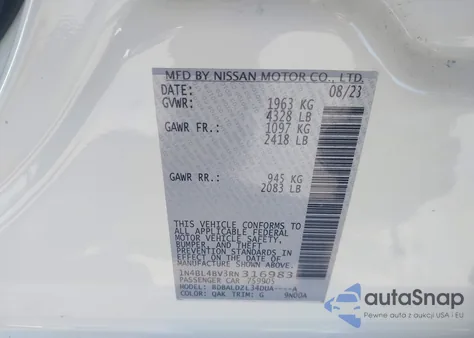 2024 Nissan Altima S Fwd z USA, uszkodzony, nr VIN 1N4BL4BV3RN316983